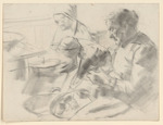 In der Küche; verso: Lesender Mann mit Mütze