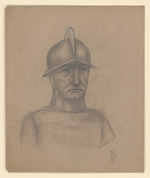 Porträt eines Kriegers; verso: Skizze zum Königspaar