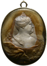 Miniaturporträt Zarin Anna Ivanovna von Rußland, Nichte von Zar Peter dem Großen und Witwe des Herzogs von Kurland (reg. 1730-1740)