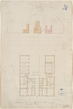 Kassel, "Haus Ruhl", Entwurf zum Erdgeschoß, Lageplan und Grundriß