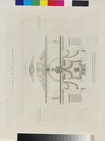 Aufriss des Ständesaals mit Blick auf den Thron, , aus: Plan, coupe, élévation et détails de la restauration du palais des états et de sa nouvelle salle à Cassel, 1810, Blatt V