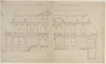 Wilhelmsthal, Schloß, Entwurf zum Corps de Logis, Aufriß jeweils einer Hälfte der Garten- und Hoffront