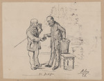 Zwei stehende Herren in einem Raum nehmen Schnupftabak