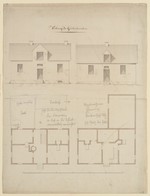 Wilhelmsthal, Domäne, Bauaufnahme (?) der Häuser für die Gartenknechte, Ansicht und Grundriß