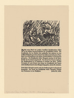 Haderndes Paar im Regen, Illustration zum Drama "Der Findling" mit Text; rückseitig: Der Findling, Titelblatt für das Drama