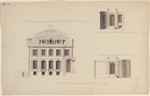 Wilhelmsthal, Schloß, Entwurf zur Seitenfront des Corps de Logis und zur Hof- und der Gartenseite des Galeriebaus, Aufriß und Querschnitt