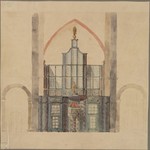 Guxhagen-Breitenau, ehem. Benediktinerklosterkirche St. Maria, Entwurf zur Orgel, Aufriß