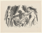Zwei Frauen und ein sitzender Mann, Blatt 5 der Folge "Sechs lithographierte Scenen"