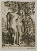 Zwei Nymphen der Diana, vor einem Baum stehend