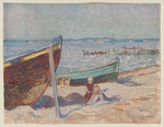 Meeresbucht mit zwei Booten am Strand