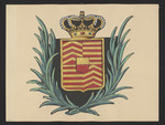 Wappen von Münzenberg, Hanau und Rieneck mit Krone und Olivenzweigen (?)