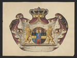 Wappen des Kurfürstentums Hessen mit Schildhalter