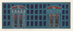Stadthalle Kassel, Entwurfsskizze zum Fries einer Stirnwand mit zwei neoklassizistisch ornamentierten Segmentgiebeln