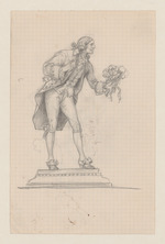 Kavalier mit Blumenstrauß; rückseitig: Skizze eines Vogels mit Küken