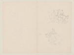 Skizzen von Reitern und Mädchen mit Korb; rückseitig: weibliche Figuren- und Portraitstudien und drei Hühner