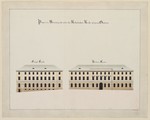 Kassel, Hofverwaltungsgebäude, Winkelanlage, erste Entwurfsserie, Fassadenaufriß