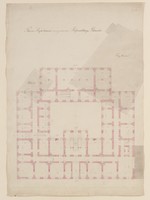 Kassel, Hofverwaltungsgebäude, Vierflügelanlage, zweite Entwurfsserie, Erdgeschoß, Grundriß