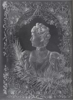 Glasblock mit tiefgeschnittenem Porträt der Kaiserin Auguste Viktoria im Linksprofil