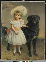Mädchenporträt mit schwarzem Hund