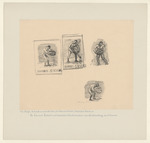 Vier Probedrucke auf einem Blatt - Entwürfe zu einem Ex libris für Johannes Sievers