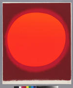 Orangefarbene Kreisfläche auf Tiefrot