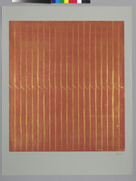 Komposition (vertikal, streifig) in Rot mit Gold F 137