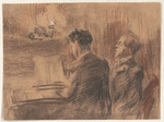Zwei männliche Figuren vor einem Klavier