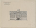 Kassel, Hessisches Landesmuseum, Entwurf Mai 1909, Aufriß der Hauptfassade