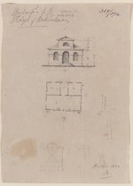 Unterhaun (Bad Hersfeld), Entwurf zu einem Gartenhaus, Grund- und Aufriß, Skizze zu einem Tor