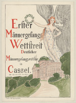 Plakatentwurf mit Schloss Wilhelmshöhe für den ersten Männergesangswettstreit in Cassel