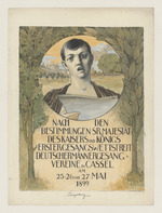 Plakatentwurf mit Sänger und Orangerie für den Männergesangswettstreit 1899