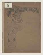 Plakatentwurf mit weiblicher Figur und floralen Elementen