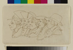 Karikatur der römischen Bekannten (Birmann, Kölla, Meyer, Lips, Gudalis, Gmelin, Geßler)