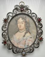 Miniaturporträt der Dauphine Maria Theresia von Spanien in Silberfiligranrahmen