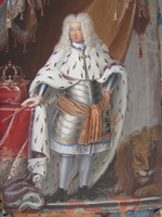 Porträt König Friedrichs I. von Schweden in Holzrahmen
