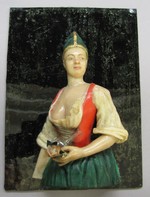 Wachsporträtbüste einer Dame auf Glasplatte