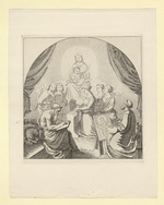 Maria mit dem Kinde, in einem Strahlenkranz, heilige Cäcilie, zwei Engel, zwei Heilige, zwei Frauen (Stoll 4)