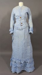 3-teiliges Sommerkleid aus blauweiß gestreiftem Musseline