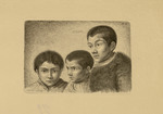 Drei Zigeunerkinder, Porträts en face, im Dreiviertelprofil und Halbprofil nach links