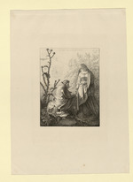Die alte Lore von Ungedanken (bei Fritzlar), eine alte Zigeunerin einer jungen Frau weissagend [historischer Titel] (Stoll 156)
