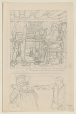 Illustrationen zu "Rübezahl": Wirtshausszene; Zwei Männer