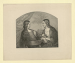 Friederike Grimm und Dorothea Hassenpflug, beide etwa 18-jährig, einander gegenübersitzend, die eine ihr Haar flechtend, Halbfiguren, Darstellung oben gerundet (Stoll 146)
