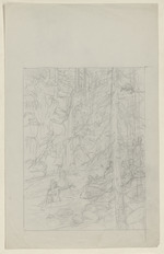 Illustrationen zu "Rübezahl": Waldlandschaft mit Frauen; verso: dito