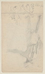 Bericht auf dem Feld; verso: Rückansicht eines Mannes mit Lendentuch und Turban, Wappen