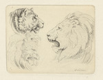 Drei Löwenköpfe, alle mit offenem Rachen, nahezu im Profil nach rechts (Stoll 186)