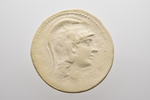 Abguss: Apollon (Kasseler Apollon?) im Profil, Tetradrachme Athen Num. Mus. II 1908/09, Diophantes und Diodoros