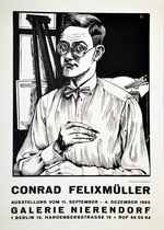 Plakat der Galerie Nierendorf in Berlin zur Ausstellung "Conrad Felixmüller" mit einem Selbstbildnis von Felixmüller