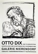 Plakat der Galerie Nierendorf in Berlin zur Ausstellung zum 75. Geburtstag von Otto Dix