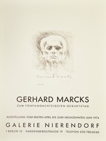 Plakat der Galerie Nierendorf zur Ausstellung "Gerhard Marcks zum fünfundachtzigsten Geburtstag"