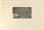 Vom Kragenhof nach Haus, auf einem schattigen Waldweg Grimm selbst mit seiner Tochter und deren Bräutigam, im Hintergrund eine Kutsche mit zwei Männern (Stoll 230)